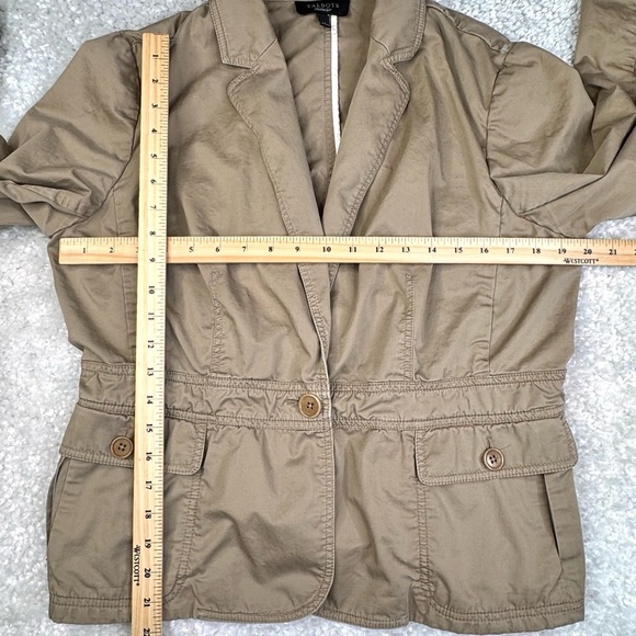 Talbots Utility Jacket Blazer. Business Casual Travel Khaki Tan. 14 - Picture 6 of 7